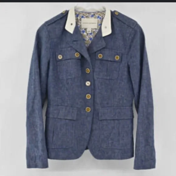 Banana Republic Linen Denim Blazer Jacket - Picture 2 of 10